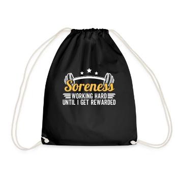 Soreness Workout Gym Lover Hard Work Fitness - Drawstring Bag - black - Front