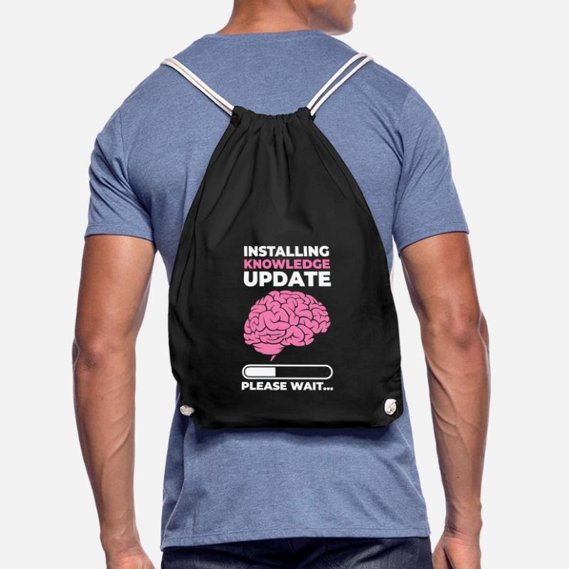 Installing Knowledge Update Student Brain Loading Drawstring Bag