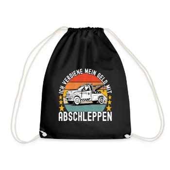 Abschleppwagen Abschleppdienst - Turnbeutel - Schwarz - Vorne