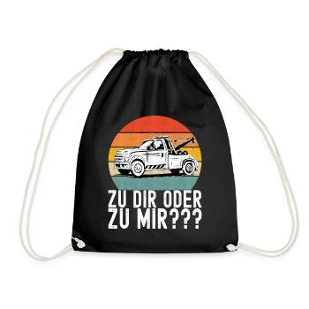 Abschleppwagen Abschleppdienst - Turnbeutel - Schwarz - Vorne