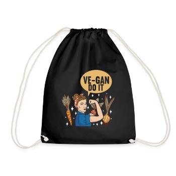 Vegan Vegetarian - Drawstring Bag - black - Front