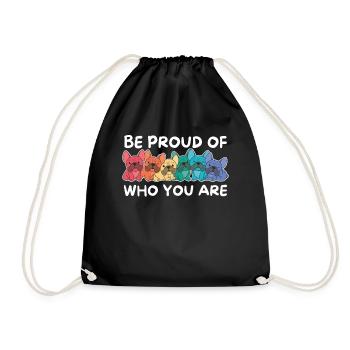 Rainbow Flag Gay Pride LGBTQ French Bulldog - Drawstring Bag - black - Front
