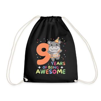 Hippopotame pour les enfants de 9 ans - Sac de sport léger - noir - Devant
