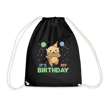 Loutre pour l’anniversaire des enfants c’est mon anniversaire - Sac de sport léger - noir - Devant