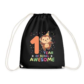 Monkey for 1st birthday for children one year old - Drawstring Bag - black - Front