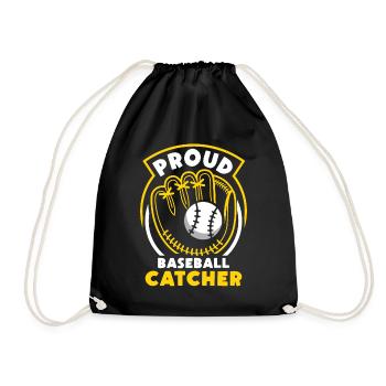 Stolzer Baseball Fänger Hobby Spieler Catcher - Turnbeutel - Schwarz - Vorne