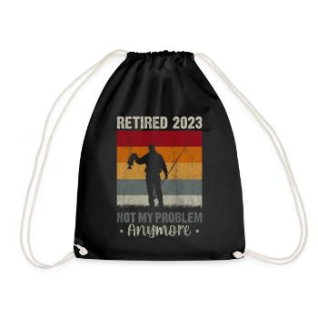 Retirement 2023 Pension Pensioner Fischen - Drawstring Bag - black - Front