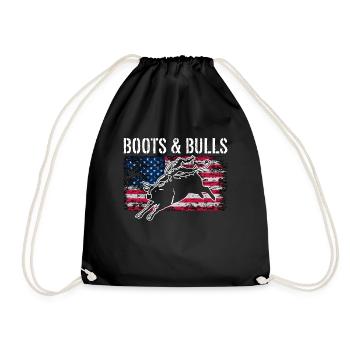 Bull Riding Boots & Bulls Rodeo Cowboy Bull Rider - Drawstring Bag - black - Front