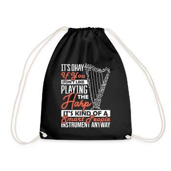 Harp Playing Its Kind Of A Smart People Harfe - Drawstring Bag - black - Front