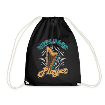 Irish Harp Player Harfe - Drawstring Bag - black - Front