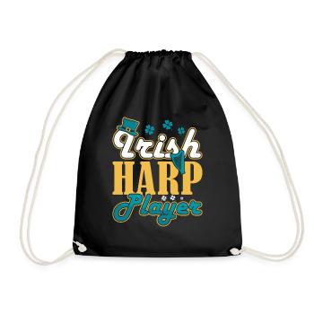 Irish Harp Player Harfe - Drawstring Bag - black - Front