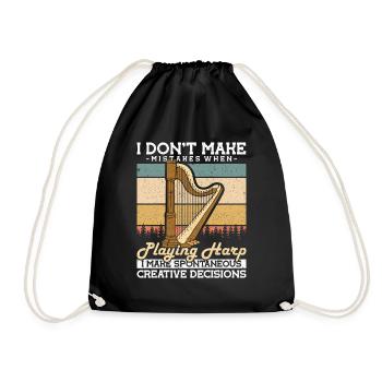 I don't make Mistakes when playing harp - Drawstring Bag - black - Front