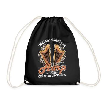 I don't make Mistakes when playing harp - Drawstring Bag - black - Front