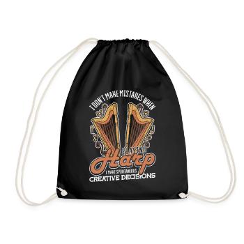 I don't make Mistakes when playing harp - Drawstring Bag - black - Front