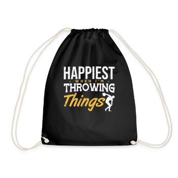 Diskus Happiest Throwing Things Discus Thrower - Drawstring Bag - black - Front