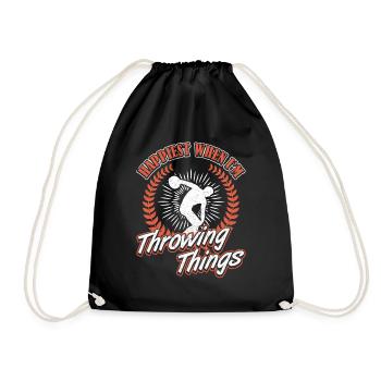 Diskus Happiest Throwing Things Discus Thrower - Drawstring Bag - black - Front