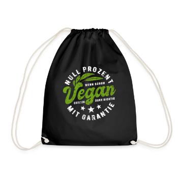 Grillen - Null Prozent Vegan - Fleischesser - Turnbeutel - Schwarz - Vorne