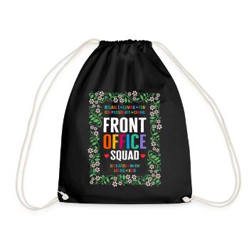 Front Office Squad Shirt, School Office Staff - Drawstring Bag - black - Front