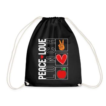 Lunch Lady Shirt, Peace Love Lunch Funny Tee, - Turnbeutel - Schwarz - Vorne