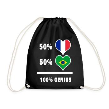 Drapeau du Brésil et de la France 100% génial - Sac de sport léger - noir - Devant