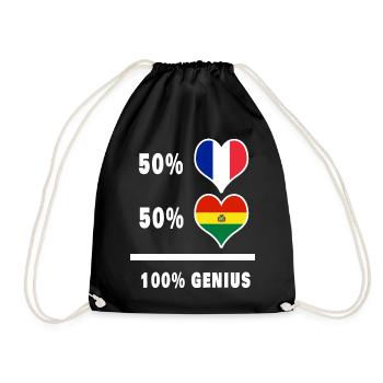 Drapeau de la Bolivie et de la France 100 % génial - Sac de sport léger - noir - Devant