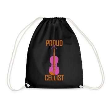 Proud cellist cellist Musician cello cello - Drawstring Bag - black - Front