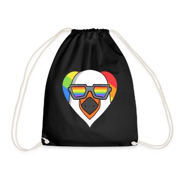 Mouette gay au cœur arc-en-ciel - Sac de sport léger - noir - Devant