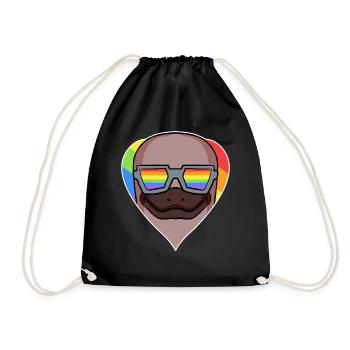 Ornithorynque animal au cœur arc-en-ciel gai - Sac de sport léger - noir - Devant