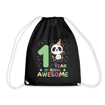 Panda for 1st birthday for children one year old - Drawstring Bag - black - Front