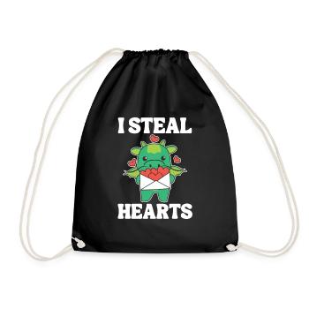 Dragon for Valentine's Day I steal hearts - Drawstring Bag - black - Front