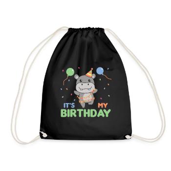 Hippopotame pour les enfants d’anniversaire c’est mon anniversaire - Sac de sport léger - noir - Devant