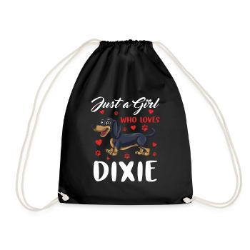 Dachshund Gift Dixie Viennese Doxie Dachshund - Drawstring Bag - black - Front