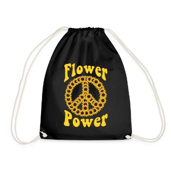 Hippie Tshirt Peace Movement Woodstock Boho Groove - Drawstring Bag - black - Front