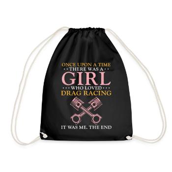 Drag Racing Race Car Girl Once - Drawstring Bag - black - Front