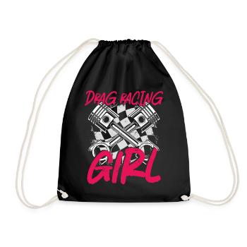 Drag Racing Race Car Girl Vintage - Drawstring Bag - black - Front