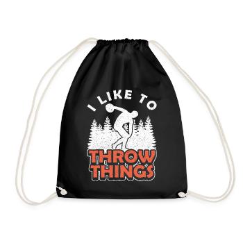 Diskus I Like To Throw Things Diskuswerfer - Turnbeutel - Schwarz - Vorne