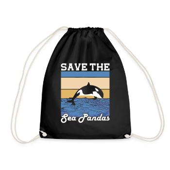 Save the Sea Panda's Marine Biologist - Drawstring Bag - black - Front