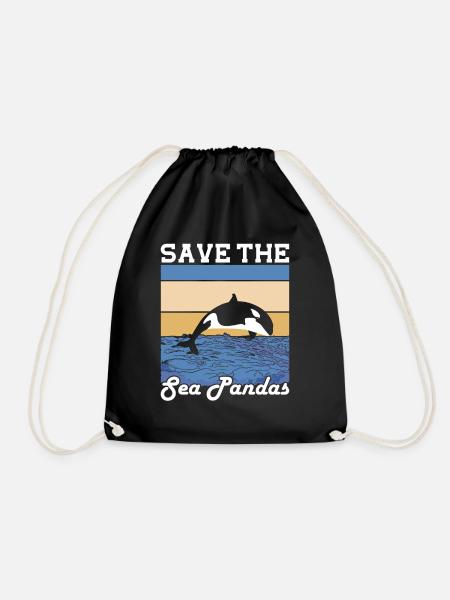 Save the Sea Pandas Meeresbiologe - Turnbeutel - Schwarz