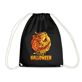 Flaming Pumpkin Basketball on Halloween - Drawstring Bag - black - Front
