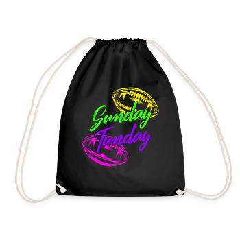 Football Shirt, Sunday Fun Day Football Game Day - Drawstring Bag - black - Front