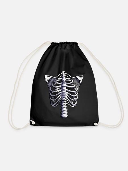 Skelettbrustkorb Torso Knochen Halloweenoutfit - Turnbeutel - Schwarz