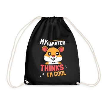 Mein Hamster Denkt Ich Bin Cool Haustier Besitzer - Turnbeutel - Schwarz - Vorne