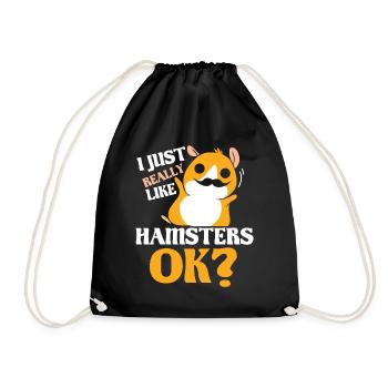 I just like hamster very much owner cute pet - Drawstring Bag - black - Front