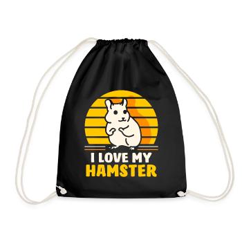 I love my hamster cute owner pet - Drawstring Bag - black - Front