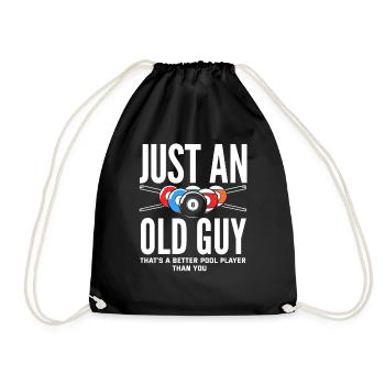 Billiards Old Man Grandpa - Drawstring Bag - black - Front