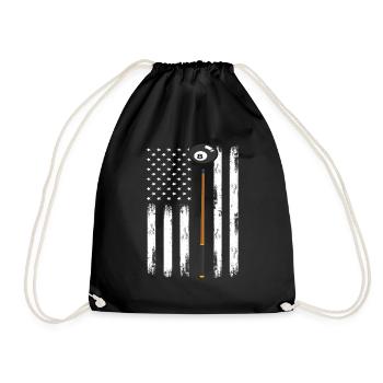 Billard USA Fahne Flagge - Turnbeutel - Schwarz - Vorne