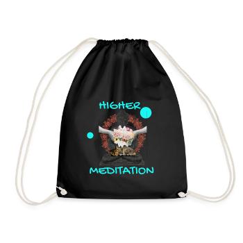 Höheres Meditation-Buddha mit Blumen - Turnbeutel - Schwarz - Vorne