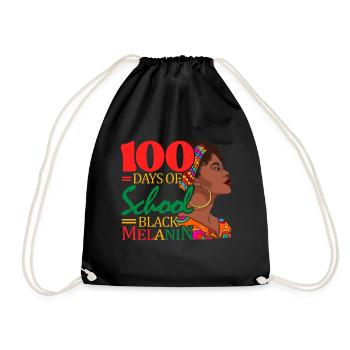 100 Days School Black Melanin Child - Drawstring Bag - black - Front