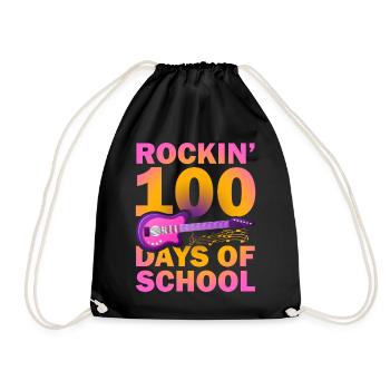 Rockin 100 Tage Der Schule Gitarrist Musiker - Turnbeutel - Schwarz - Vorne