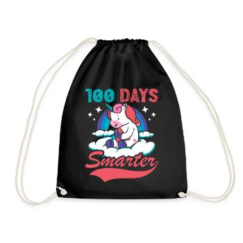 100 Tage Schlauer 100. Tag Schule Fantasy Einhorn - Turnbeutel - Schwarz - Vorne